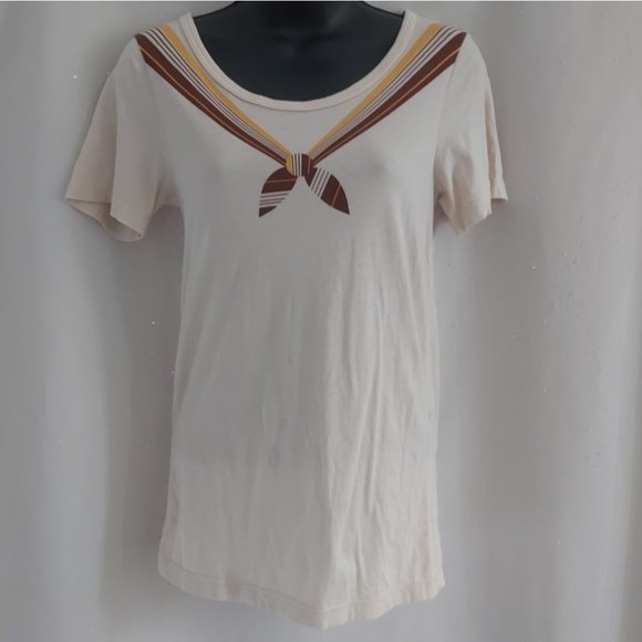 MARC BY MARC JACOBS | Women's V-Neck Sailor Top Cream Brown Size Small - Picture 1 of 8